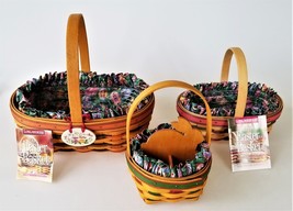 1997-99 lot 3 LONGABERGER EASTER BASKET SET with liners inserts info - $123.70
