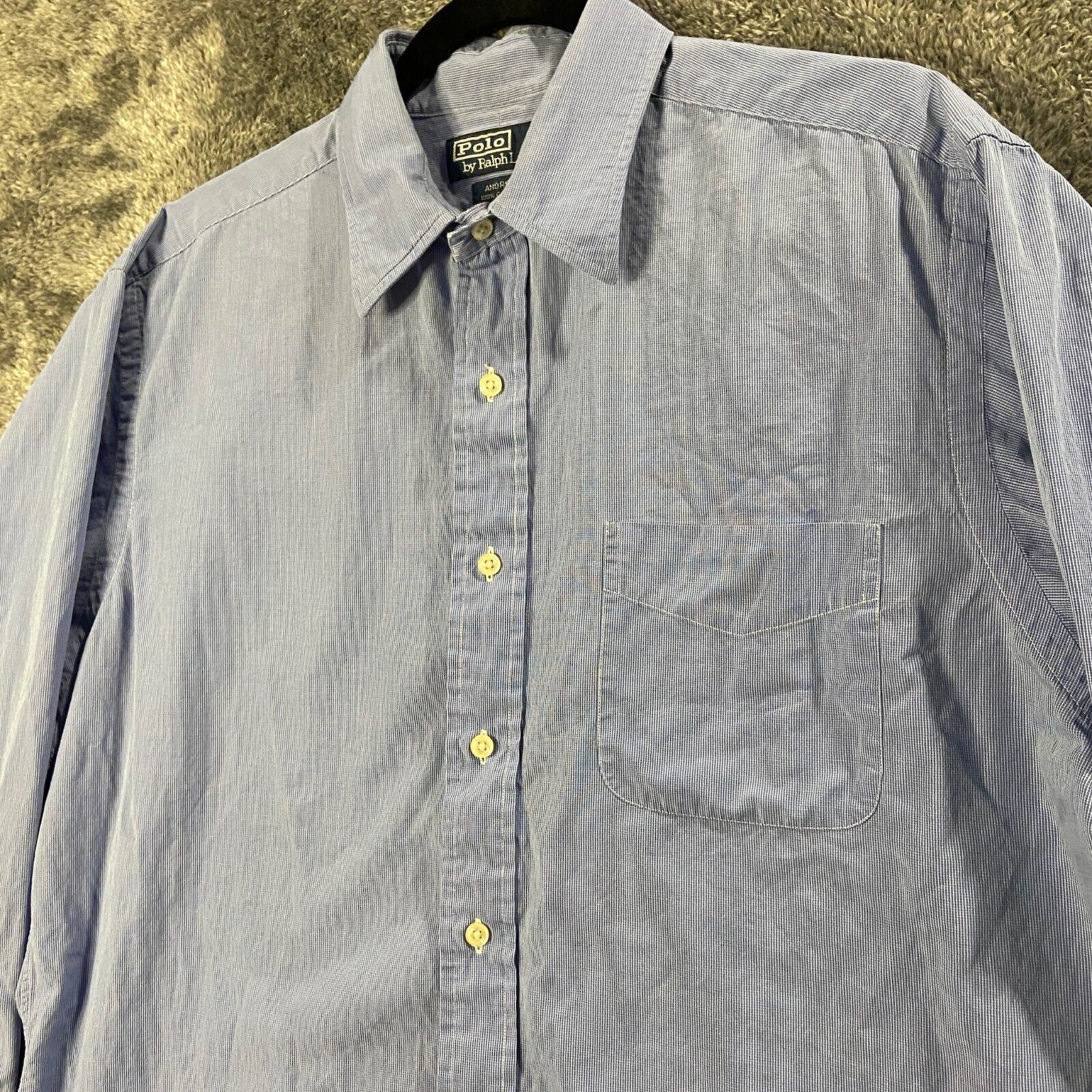 Primary image for Polo Ralph Lauren Dress Shirt Mens 16 - 34 Blue Andrew Button Up Preppy Pocket