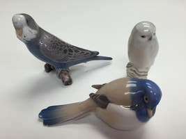 Bing &amp; Grondahl Porcellana Uccello Statuette Budgie #2210, Gufo #1741, E... - $311.65