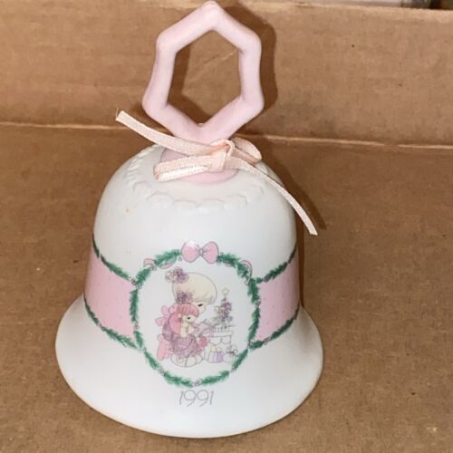 Precious Moments 1991 Bell Pink & White 4” H X 3” W - $4.99