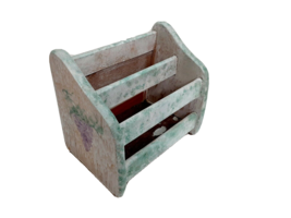 Vintage Napkin Letter Mail Holder Caddy Grapes Wood Country whitewash - $4.90