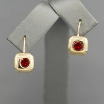 Modern 1.20Ct Red Fiery Garnet Square Leverback Earrings 14k Yellow Gold Over - £74.71 GBP