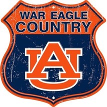 Auburn War Eagle Country Highway 12&quot; x 12&quot; Embossed Metal Shield Sign - £13.25 GBP