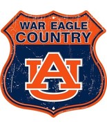 Auburn War Eagle Country Highway 12&quot; x 12&quot; Embossed Metal Shield Sign - £13.27 GBP