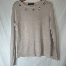 IVANKA TRUMP Blush Pink Knit Pullover Sweater Medium Rhinestone Neckline - $480.93 MXN