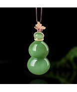 Natural Spinach Green Hetian Jade Rose Gold 18K Inlay Nature Ruby Gourd ... - £241.70 GBP