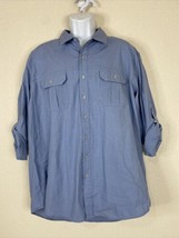 NWT Apt 9 Men Size XL Blue Micro Weave Pattern Button Up Shirt Roll Tab - £6.00 GBP
