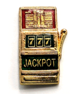 Vintage Slot Machine 777 Jackpot Lucky 7 Gold Tone Enamel Pin Casino Gam... - $239.62 MXN