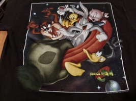Vintage 1996 Space Jam Looney Tunes Shirt Bugs Daffy Taz Alien Hand Size Large - £91.81 GBP