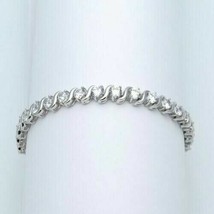 14K White Gold Plated 10CT Round Moissanite Tennis Bracelet For Women&#39;s - £158.74 GBP