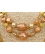 Vintage Costume Jewelry 1960s Era Japan Peach &amp; Yellow Beaded Bib Necklace - £14.63 GBP