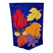 Autumn Fall Leaves Acorns Garden House Flag Large 42&quot; x 28&quot; Red Brown Gl... - $22.40