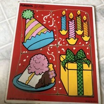 Vintage Playskool Happy Birthday 180-11 Wooden Tray Puzzle Complete 1986 USA - £18.67 GBP