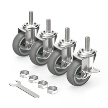 Caster Wheels 3 Inch Locking Stem Threaded Swivel Casters Set Of 4 Heavy Duty - £17.67 GBP