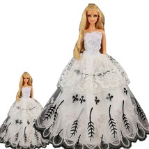 Wedding Dress For Barbie Doll Clothes 11.5 Bride White Lace Party Outfit... - $17.65