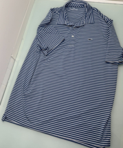 Vineyard Vines Men Performance Golf Polo Shirt Large L Stretch Blue Stripe - £19.10 GBP