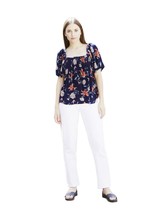 Women Top NY Collection Petite Smocked Front Short Sleeve Top Sz Petite S - $13.85