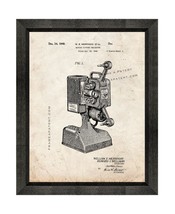 Motion Picture Projector Patent Print Old Look with Beveled Wood Frame - £19.94 GBP+