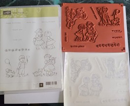 Stampin&#39; Up! Little Friends Children Dog Cat Toys  - Rubber Stamp Set - NEW Card - £14.45 GBP