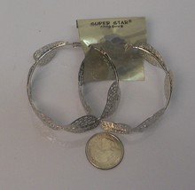 Super Star Jewelry Ladies Heart Hoop Earrings Silver Tones Leverback Fasteners - £4.80 GBP