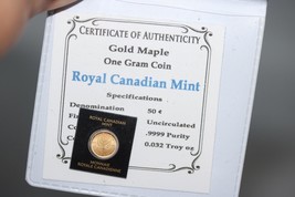 2022 1 gram Canadian Gold Maples .9999 Fine 50 Cents 0.032 Troy oz. - £74.15 GBP