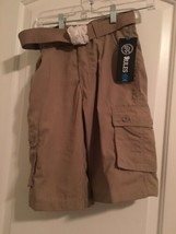 Street Rules Boys Khaki Cargo Shorts Zip &amp; Button Pockets Choose Your Size - £19.48 GBP+