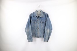 Vintage 60s Streetwear Mens Medium Distressed Denim Jean Trucker Jacket Blue USA - £77.49 GBP
