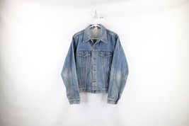 Vintage 60s Streetwear Mens Medium Distressed Denim Jean Trucker Jacket Blue USA - £74.35 GBP