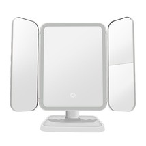 Makeup Mirror Foldable Triple Vanity Mirror With 3 Color Lighting Touch Control - £47.45 GBP