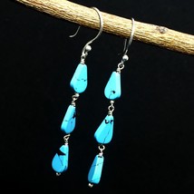 Solid 925 Silver Turquoise Natural Gemstone Handmade Earring Gift Jewelry - £3.66 GBP