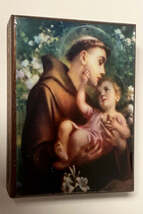 Saint Anthony of Padua Wood Rosary Box with Rosary, New from Colombia L034 - $42.03 CAD