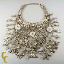 Argento Collana Bavaglino Pendente Fiori Nappe Stars Sole Cuore Pesce Re... - $3,974.50