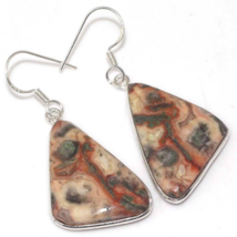 Adorable Picasso Jasper Earrings, 925 Silver, Handmade, one of a Kind - $24.00