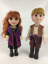 Disney Frozen Talking Singing Anna 13&quot; Doll Kristoff 15&quot; Doll 2pc Lot Jakks Toy - £40.11 GBP