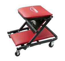 2 In 1 Foldable Mechanics Z Creeper Seat Rolling 41&quot; Chair Garage Work Stool Kit - £64.99 GBP