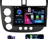 Car Stereo For Honda Civic Radio 2001-2005 8 Core Android 12 With Wirele... - $296.99