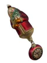 Dept 56 Santa Christmas Tree Hanging Clock Ornament 7&quot; Glass Christmas Tag - £19.67 GBP