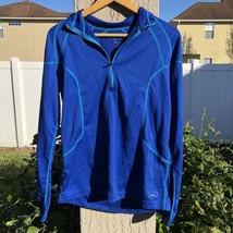 REI Jacket Men&#39;s Medium Cobalt Blue Pullover 1/4 Zip Workout Active - £11.37 GBP
