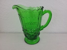 Green Glass Pitcher Lemonade Footed 8&quot; Mosser Margarita Ice Tea Vtg - £26.50 GBP