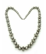 Vintage Mexico Sterling Silver Round &amp; Saucer Bench Bead Necklace 28&quot; - £807.83 GBP