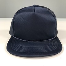 Vintage Navy Blue Trucker Hat Boys Youth Size Mesh Back YoungAn Outdoor Cap - $9.49