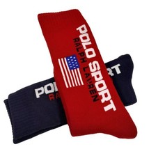 Polo Sport Ralph Lauren Men&#39;s USA Flag Socks 2 Pack Red &amp; Navy Blue Size... - $19.99