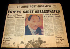 1981 Oct 6 St. Louis Post Dispatch Newspaper Egypt Anwar Sadat Assassint... - $11.99