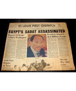 1981 Oct 6 St. Louis Post Dispatch Newspaper Egypt Anwar Sadat Assassint... - $11.99