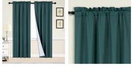Hunter Green 2pc set window curtain panel 100%privacy blackout lined dra... - $46.99