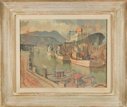 &quot;Fisherman&#39;s Wharf&quot; by Louis Macouillard Framed Print 16&quot;x11 1/2&quot; - £238.20 GBP