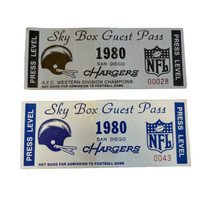 1980 San Diego Chargers Sky Box Press Level Guest Pass Dan Fouts - £27.97 GBP