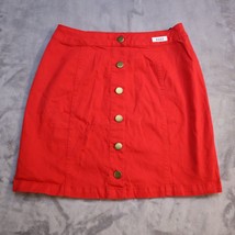 Pretty Little Thing Mini Skirt Women 6 Red Casual Preppy Gold Button Emb... - $25.72