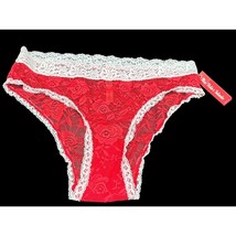 Miss Vickie&#39;s Intimates Hipster Panties Red and White Floral Lace XL New - $9.85