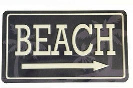 Beach Aluminum Sign 6x12&quot; Beach Summer House Palm Trees Navy - £15.55 GBP